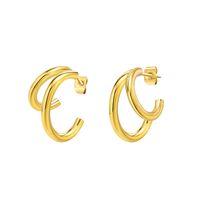 1 Pair Simple Style Classic Style Roman Style Solid Color 304 Stainless Steel Gold Plated Ear Studs main image 4