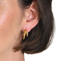 1 Pair Simple Style Classic Style Roman Style Solid Color 304 Stainless Steel Gold Plated Ear Studs main image 5