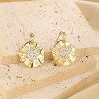 1 Pair Vintage Style Round Plating Inlay 304 Stainless Steel Zircon Dangling Earrings main image 3
