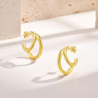 1 Pair Simple Style Classic Style Roman Style Solid Color 304 Stainless Steel Gold Plated Ear Studs main image 3