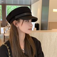 Women's Elegant Lady Solid Color Curved Eaves Military Hat main image 4