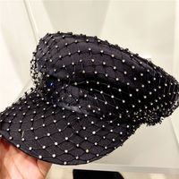 Women's Elegant Sweet Solid Color Rhinestone Curved Eaves Military Hat main image 3