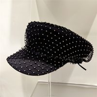 Women's Elegant Sweet Solid Color Rhinestone Curved Eaves Military Hat main image 2