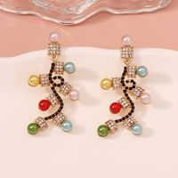 1 Pair Elegant Lady Geometric Inlay Alloy Artificial Pearls Zircon Drop Earrings main image 5