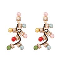 1 Pair Elegant Lady Geometric Inlay Alloy Artificial Pearls Zircon Drop Earrings main image 2