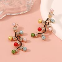 1 Pair Elegant Lady Geometric Inlay Alloy Artificial Pearls Zircon Drop Earrings main image 6