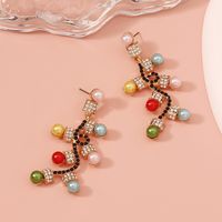 1 Pair Elegant Lady Geometric Inlay Alloy Artificial Pearls Zircon Drop Earrings main image 3