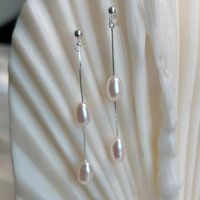 1 Pair Simple Style Geometric Plating Freshwater Pearl Sterling Silver Drop Earrings main image 5