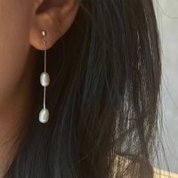 1 Pair Simple Style Geometric Plating Freshwater Pearl Sterling Silver Drop Earrings main image 4