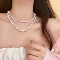 Lady Korean Style Bow Knot Beaded Imitation Pearl Women's Layered Necklaces main image 6