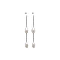 1 Pair Simple Style Geometric Plating Freshwater Pearl Sterling Silver Drop Earrings main image 2