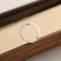 Simple Style Round Sterling Silver Beaded Rings sku image 1