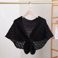 Women's Elegant Solid Color Knit Hollow Out Shawl sku image 1