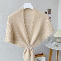 Women's Elegant Solid Color Knit Hollow Out Shawl sku image 5