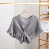 Women's Elegant Solid Color Knit Hollow Out Shawl sku image 4