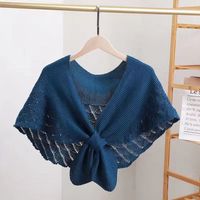 Women's Elegant Solid Color Knit Hollow Out Shawl sku image 6