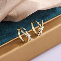 1 Pair Vintage Style Geometric Knot Plating Inlay Copper Zircon Ear Studs main image 1