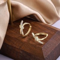 1 Pair Vintage Style Geometric Knot Plating Inlay Copper Zircon Ear Studs main image 4