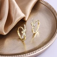 1 Pair Vintage Style Geometric Knot Plating Inlay Copper Zircon Ear Studs main image 2