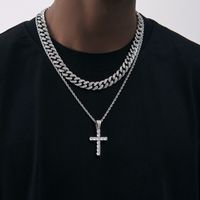 Streetwear Cross Titanium Steel Inlay Zircon Men's Pendant Necklace main image 3