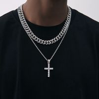 Vêtement De Rue Traverser Acier Au Titane Incruster Zircon Hommes Pendentif main image 3