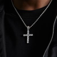Streetwear Cross Titanium Steel Inlay Zircon Men's Pendant Necklace sku image 1
