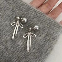 1 Pair Basic Bow Knot Plating Copper Drop Earrings main image 1