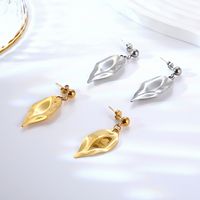 1 Pair Elegant Lady Leaf Plating 304 Stainless Steel 18K Gold Plated Drop Earrings main image 1