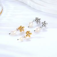 1 Pair Elegant Lady Flower 304 Stainless Steel 18K Gold Plated Drop Earrings main image 1
