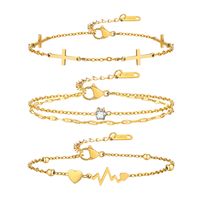 Simple Style Cross 304 Stainless Steel Gold Plated Bracelets In Bulk main image 1