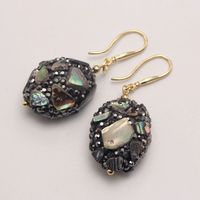 1 Pair Retro Lady Oval Natural Stone Copper Drop Earrings sku image 5