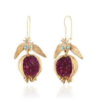 1 Pair Ethnic Style Pomegranate Plating Inlay Alloy Artificial Gemstones Drop Earrings main image 4