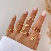 Simple Style Triangle Star Alloy Inlay Zircon Women's Rings sku image 1