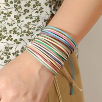 Bohemian Geometric Color Block Leather Rope Wax Line Handmade Women's Bracelets main image 4