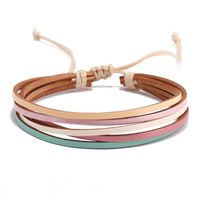 Bohemian Geometric Color Block Leather Rope Wax Line Handmade Women's Bracelets sku image 1