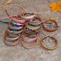 Bohemian Geometric Color Block Leather Rope Wax Line Handmade Women's Bracelets main image 3