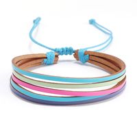 Bohemian Geometric Color Block Leather Rope Wax Line Handmade Women's Bracelets sku image 7