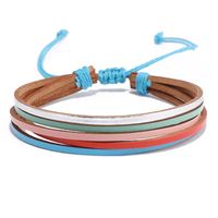 Bohemian Geometric Color Block Leather Rope Wax Line Handmade Women's Bracelets sku image 3