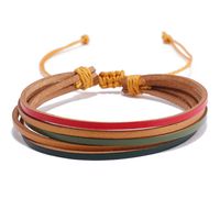 Bohemian Geometric Color Block Leather Rope Wax Line Handmade Women's Bracelets sku image 2