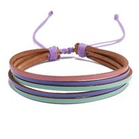 Bohemian Geometric Color Block Leather Rope Wax Line Handmade Women's Bracelets sku image 14