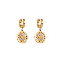 1 Pair Elegant Lady Round Oval Heart Shape Inlay 316 Stainless Steel  Rhinestones 14K Gold Plated Drop Earrings main image 4