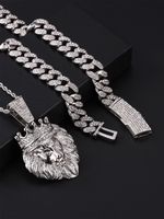 Hip-hop Punk Lion Zinc Alloy Plating Inlay Rhinestones 18k Gold Plated Men's Necklace main image 5