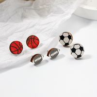 Wholesale Jewelry Simple Style Basketball Football Wood Printing main image 1
