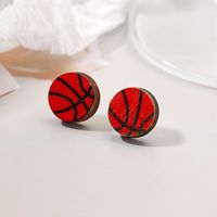 Wholesale Jewelry Simple Style Basketball Football Wood Printing main image 3