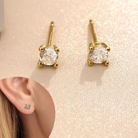 1 Pair Elegant Solid Color Plating Inlay Sterling Silver Zircon Silver Plated Ear Studs main image 2
