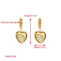 1 Pair Elegant Lady Round Oval Heart Shape Inlay 316 Stainless Steel  Rhinestones 14K Gold Plated Drop Earrings sku image 2