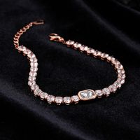 Simple Style Square Copper Inlay Zircon Gold Plated Bracelets main image 5