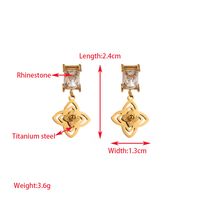 1 Pair Elegant Lady Round Oval Heart Shape Inlay 316 Stainless Steel  Rhinestones 14K Gold Plated Drop Earrings sku image 6