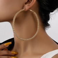 1 Pair Elegant Lady Round Plating Alloy Ferroalloy 14k Gold Plated Hoop Earrings main image 5