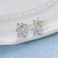 1 Pair Elegant Simple Style Star Plating Inlay Sterling Silver Zircon Gold Plated Ear Studs main image 2